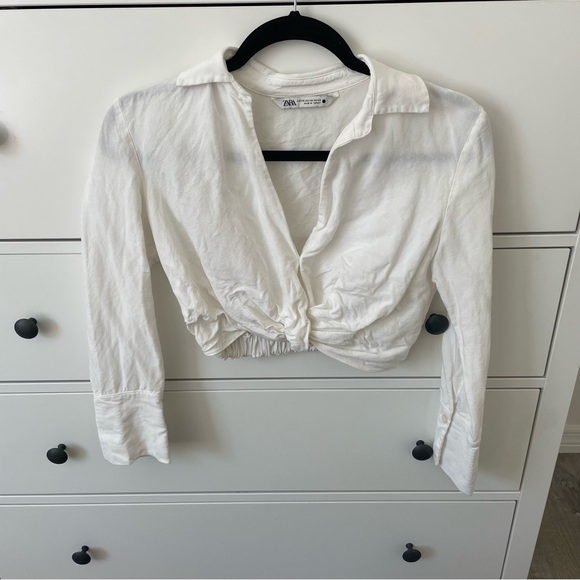 Zara White Linen Top - Picture 3 of 5